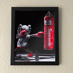 Framed KAWS Supreme Wall Art | Modern Pop Art Decor for Home, Office, or Gym